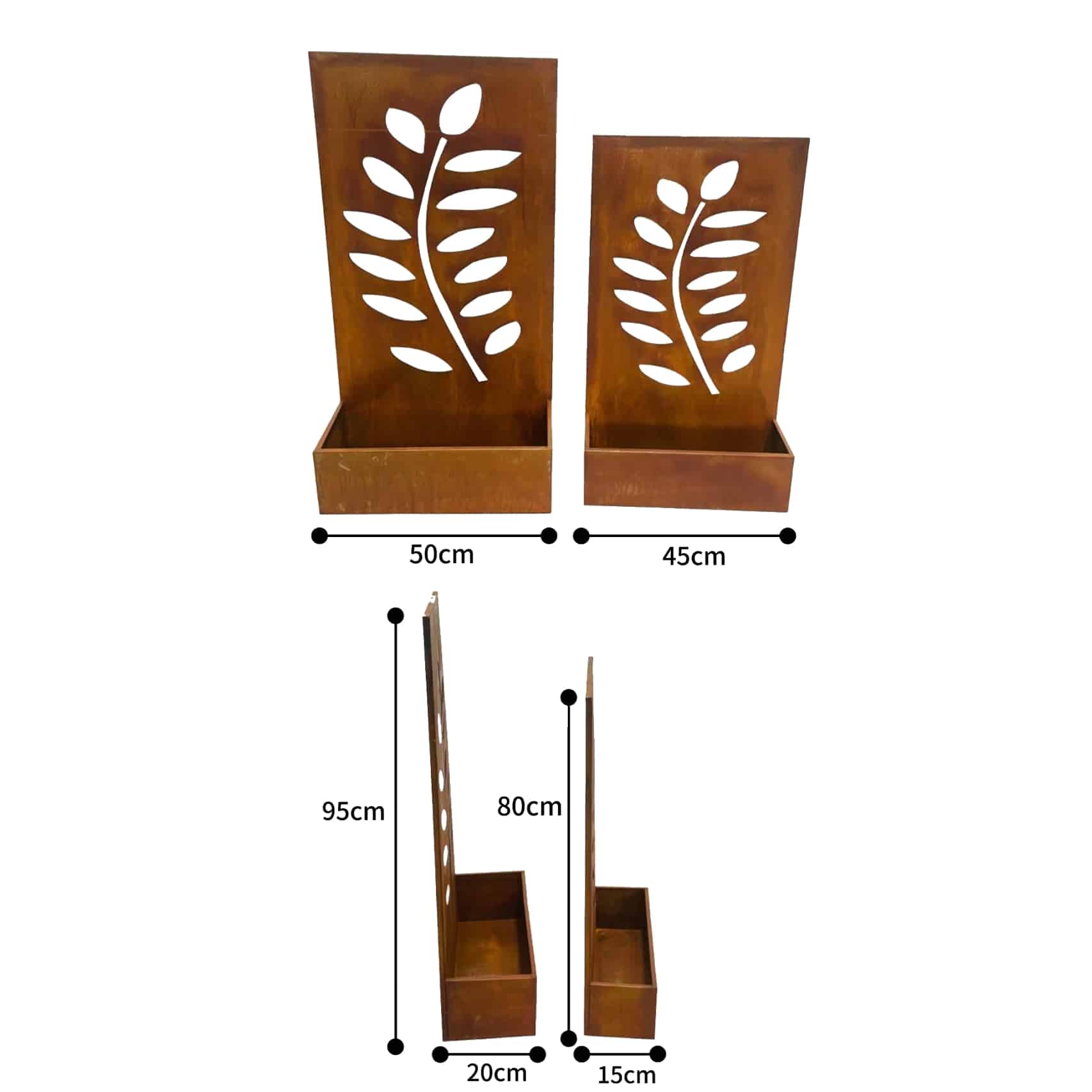 Set 2 Nested Floor/Wall 'Leaves' Planters 95cm, 80cm 3