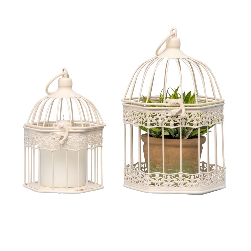 Set 2 Bordeaux Decorative Birdcages / Plant Holders 25cm, 20cm