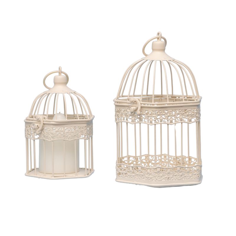 Set 2 Bordeaux Decorative Birdcages / Plant Holders 25cm, 20cm
