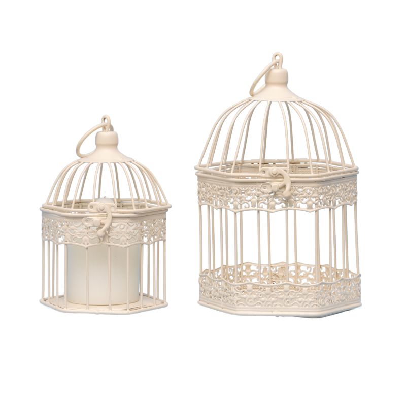 Set 2 Bordeaux Decorative Birdcages / Plant Holders 25cm, 20cm 3