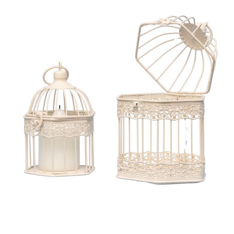 Set 2 Bordeaux Decorative Birdcages / Plant Holders 25cm, 20cm 4
