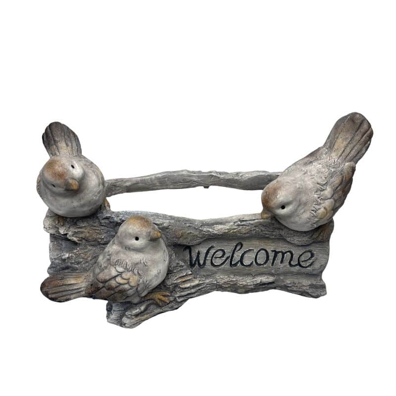Welcome W 3 Birds Planter W  Hole & Plug 38x23cm 3