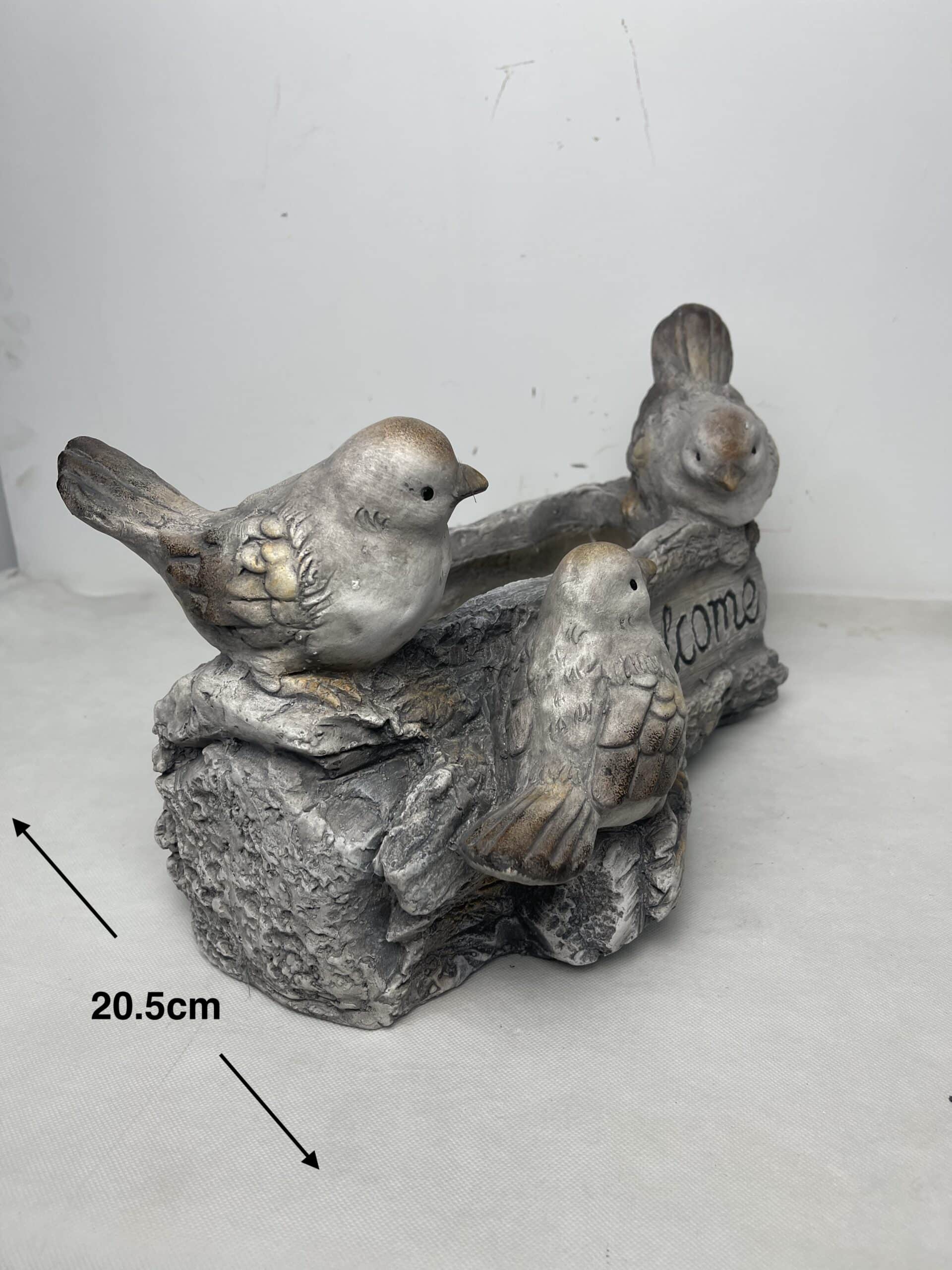 Welcome W 3 Birds Planter W  Hole & Plug 38x23cm 5