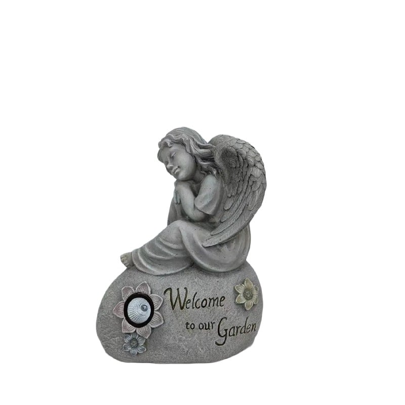 Welcome Garden Angel w Solar Light 44cm 3