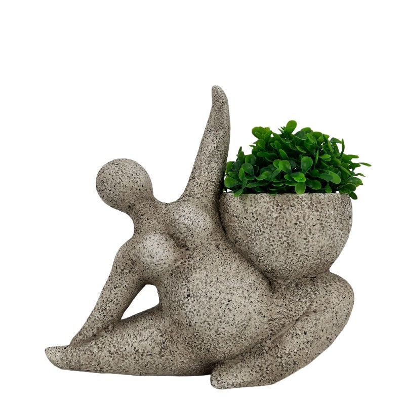 Arty Yoga Lady Planter w Hole + Plug 22cm