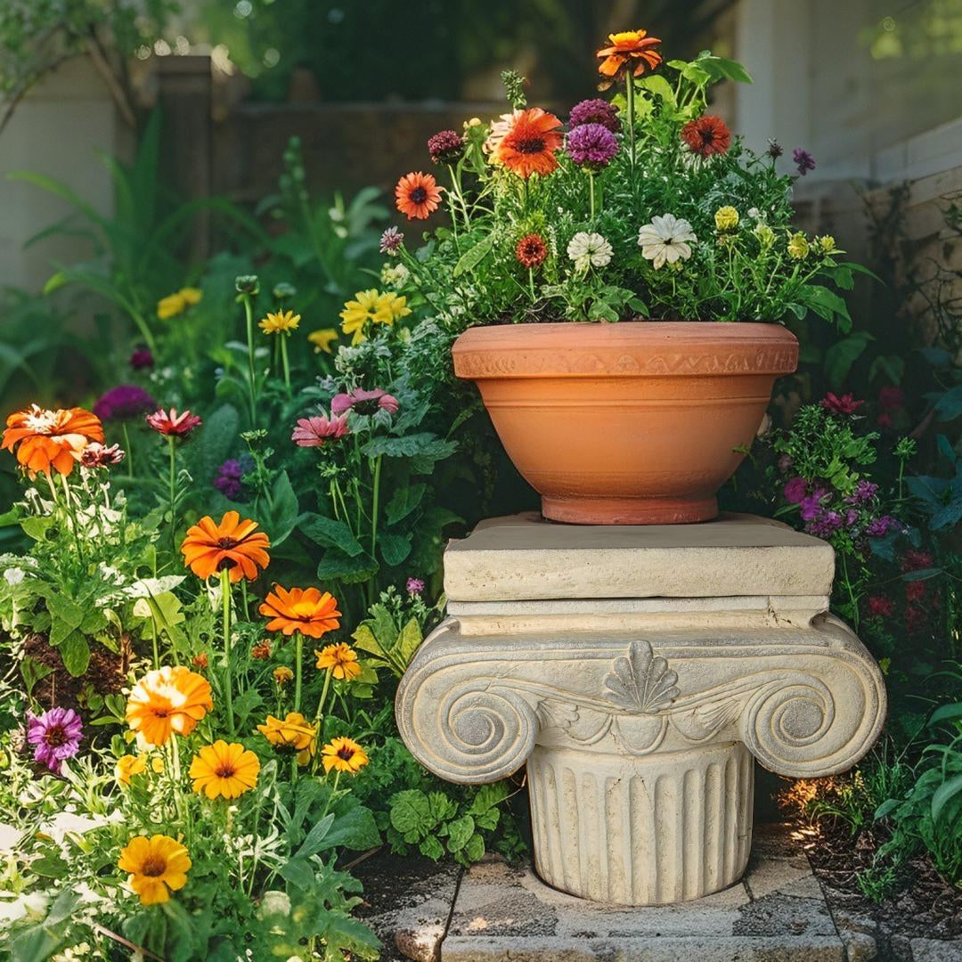 Elaborate Roman Pillar Planter / Stand w Lid 40cm 3