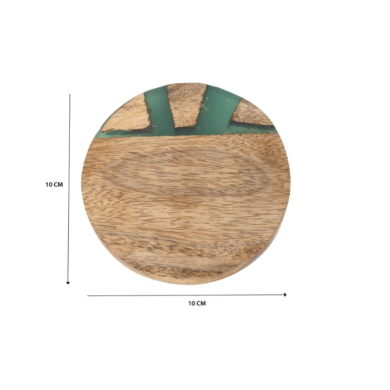 Handcrafted Coastal Finish 4pc Coaster Set w Tie 10cm 5