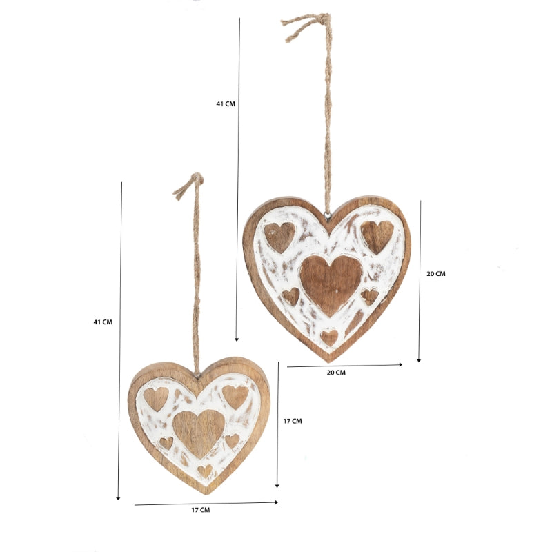 Set 2 Handcrafted Hanging Hearts 18cm, 13cm 4