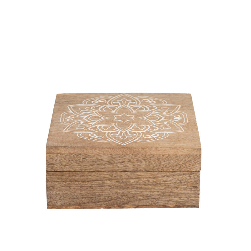 Handcrafted Carved Mandala Box 14cm