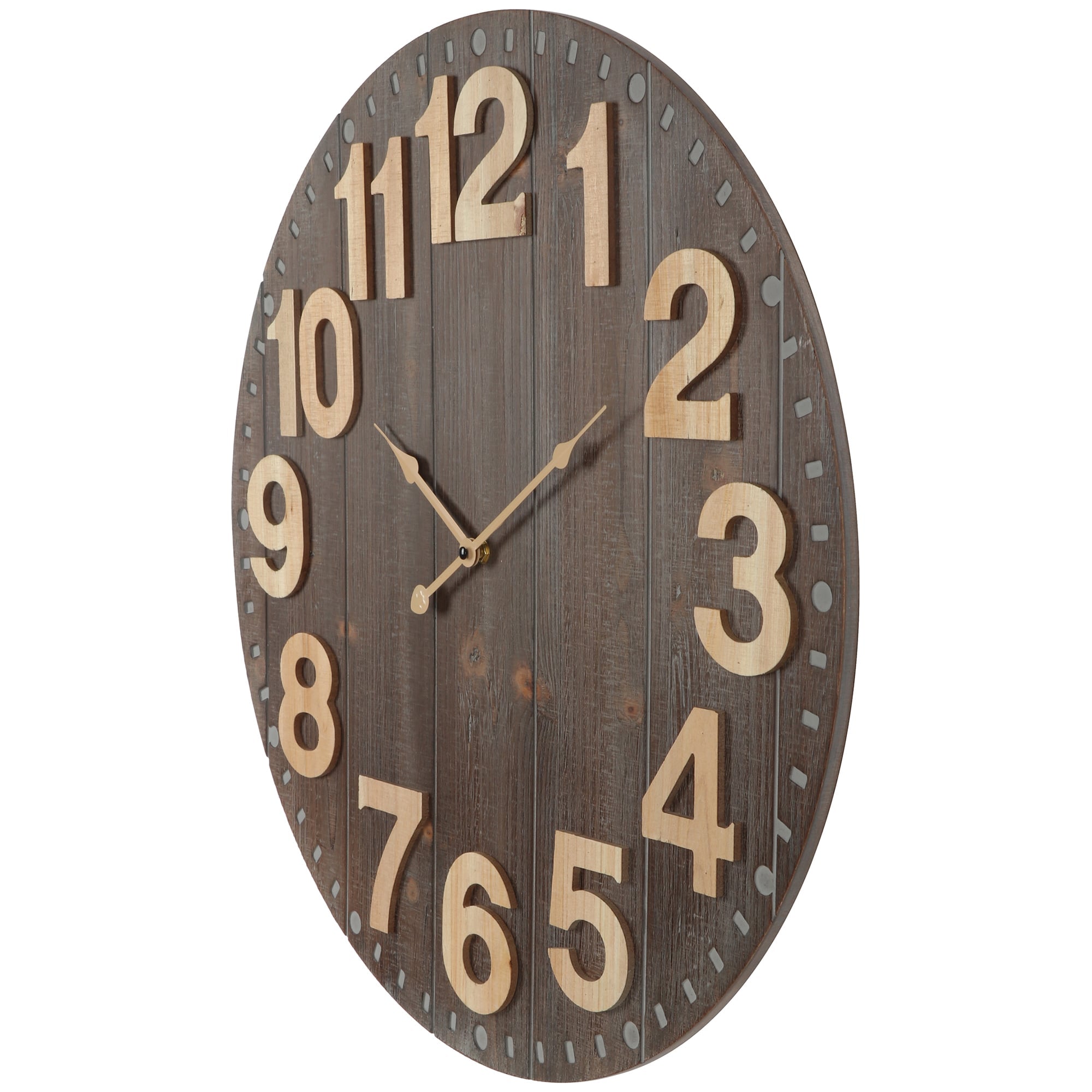 Emporium Slatted Aged Wall Clock 60cm 3