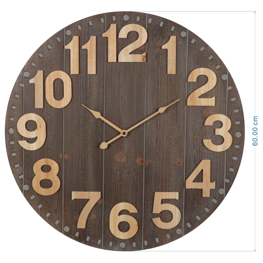 Emporium Slatted Aged Wall Clock 60cm 5