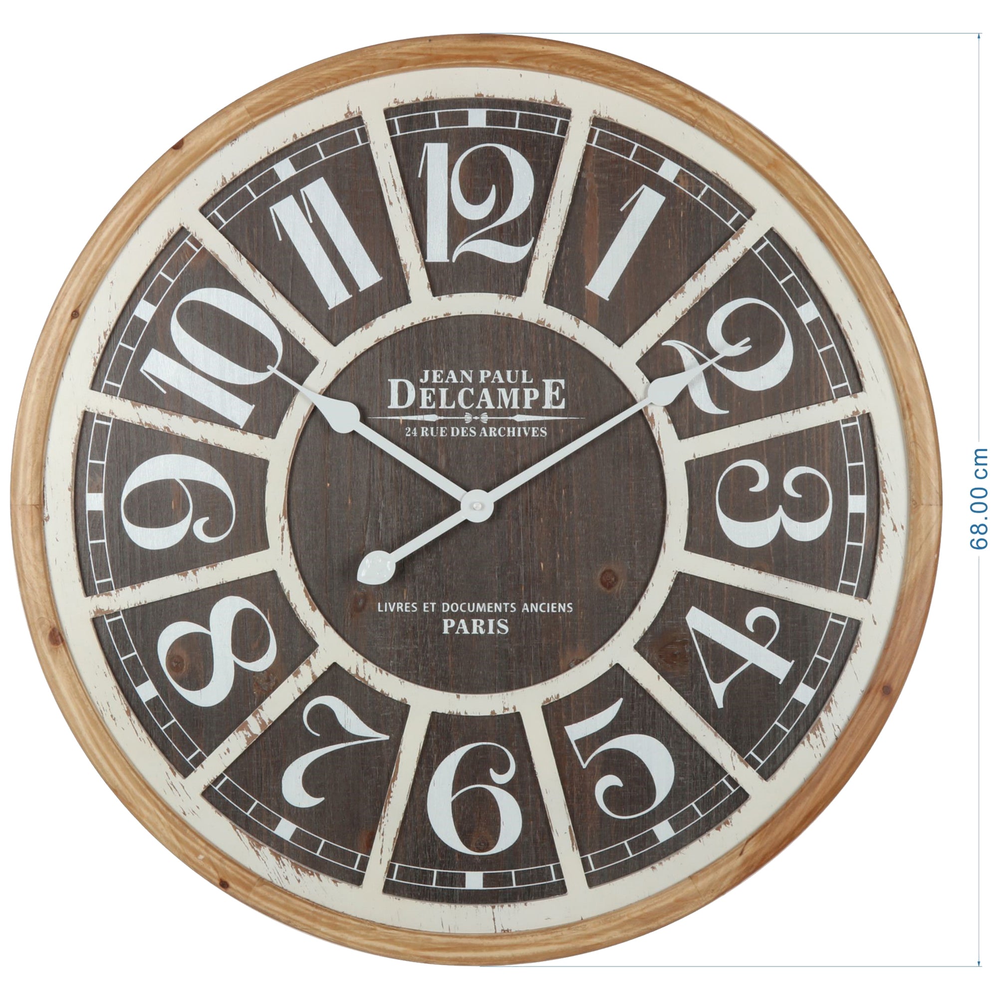 Distressed Grid Wall Clock 68x68cm 5