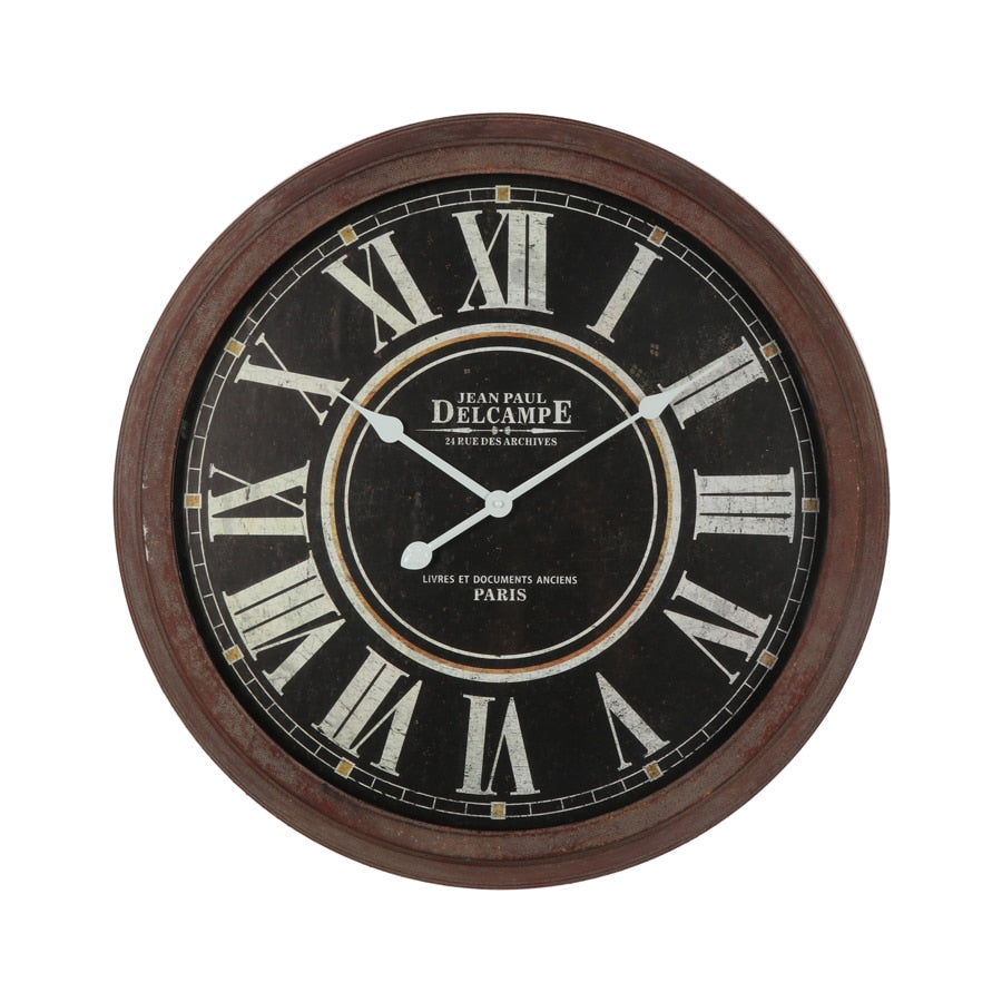 Vintage-Style 'Delcampe' Glass-Front Wall Clock 70cm