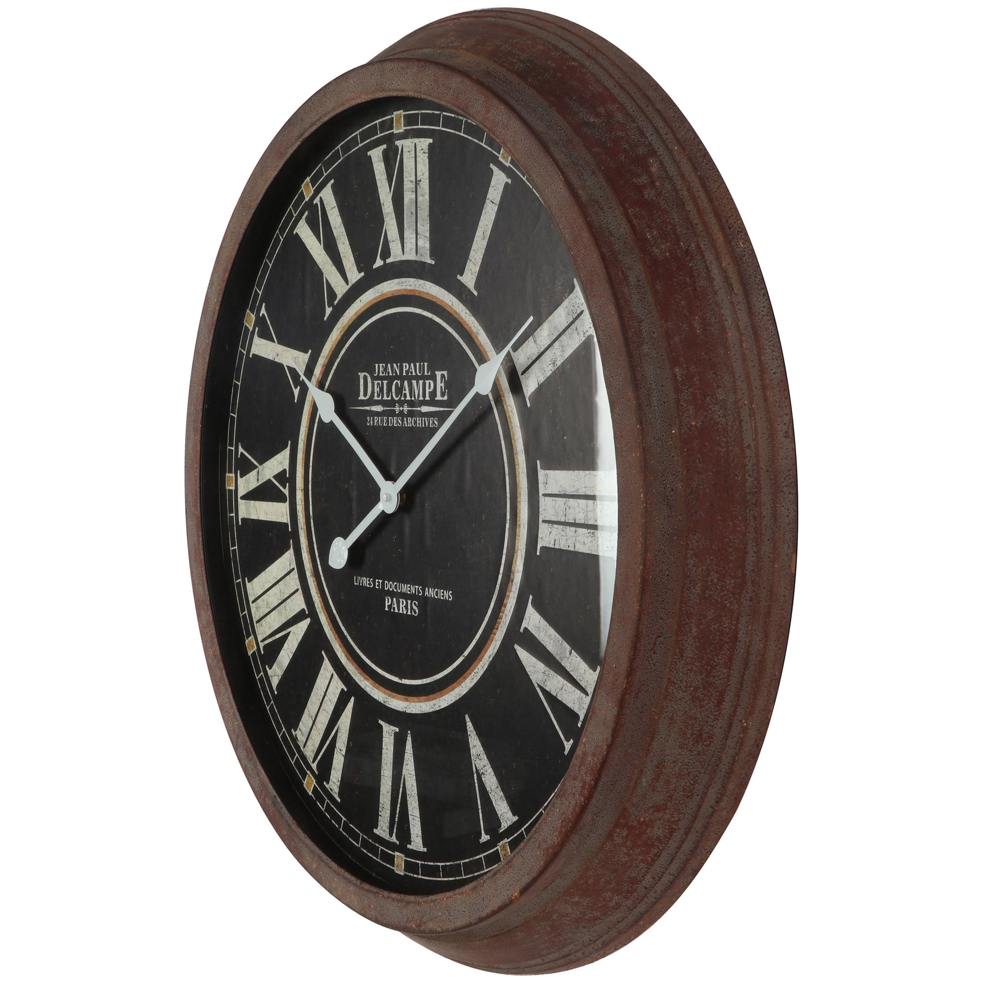 Vintage-Style 'Delcampe' Glass-Front Wall Clock 70cm 3