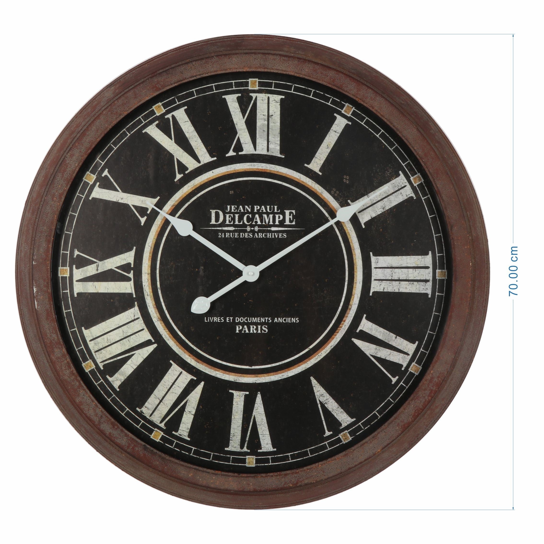 Vintage-Style 'Delcampe' Glass-Front Wall Clock 70cm 5