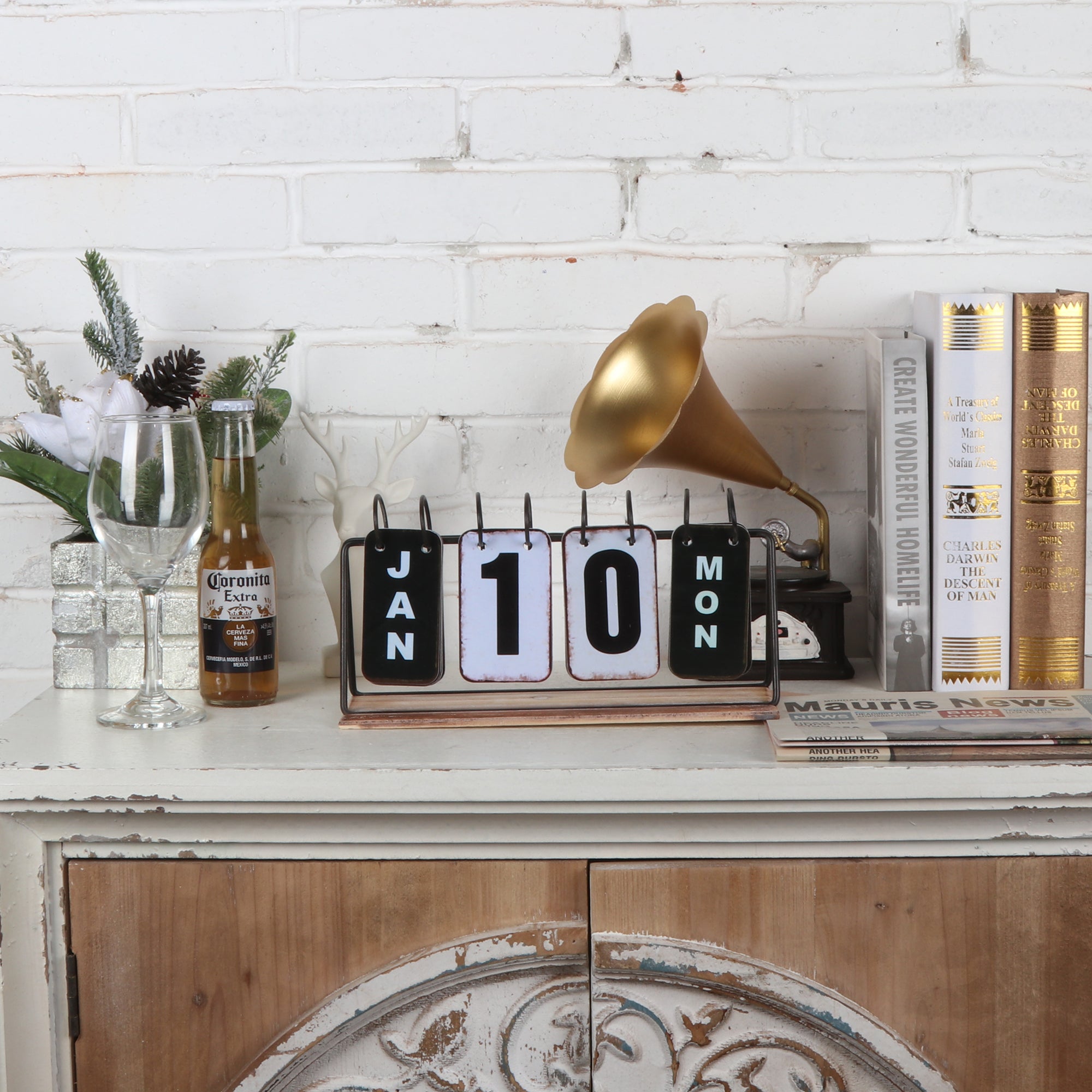 Vintage Style Table Top Calendar 28x9cm 5