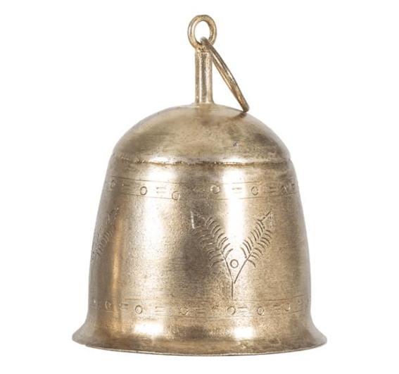 Small Antiq Gold Vintage Etched Bell 11cm
