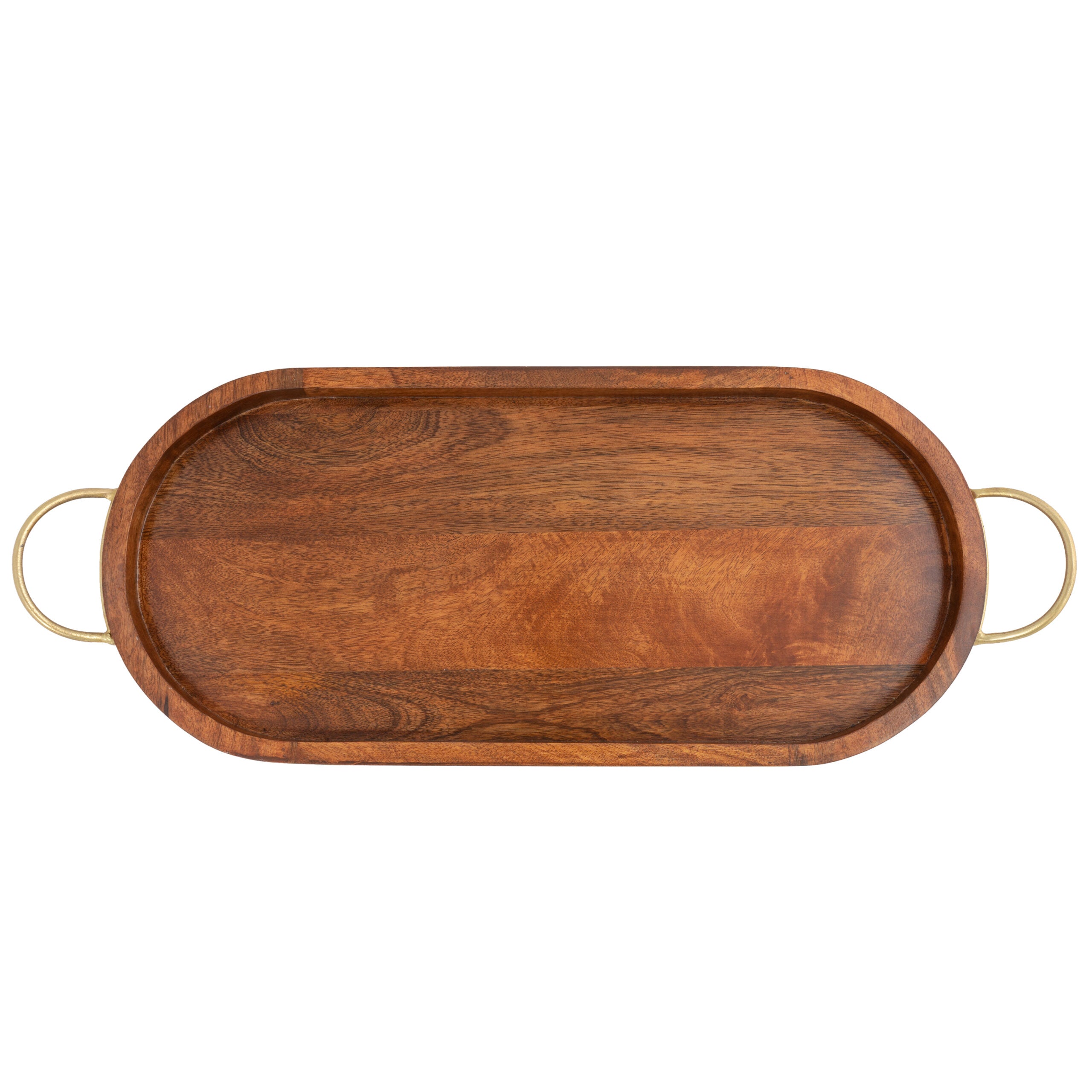 Handcrafted Mango Wood  Oval Tray W Handles 17cm 4