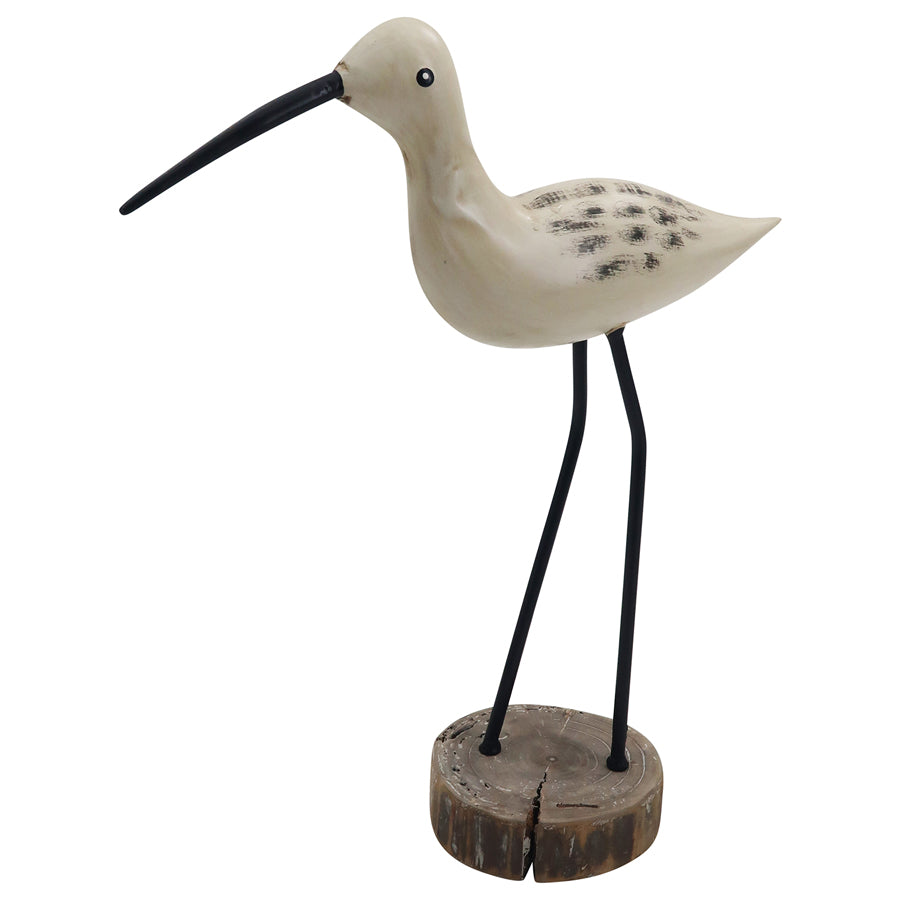 White Bird w wooden Base Ornament 34x39cm