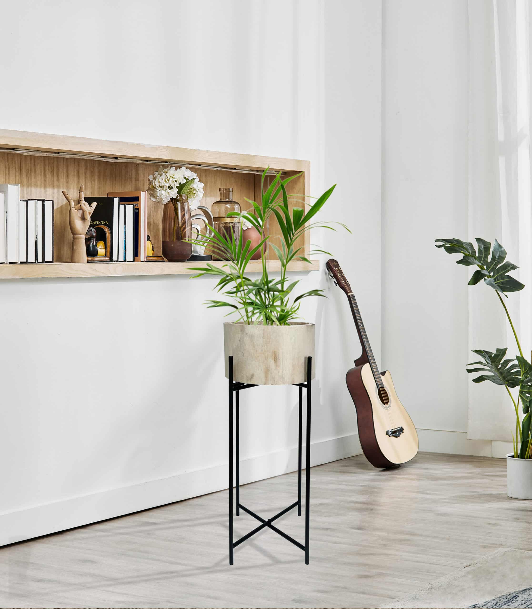 Natural Wood Potplanter on Cross Legged Stand 66cm 3