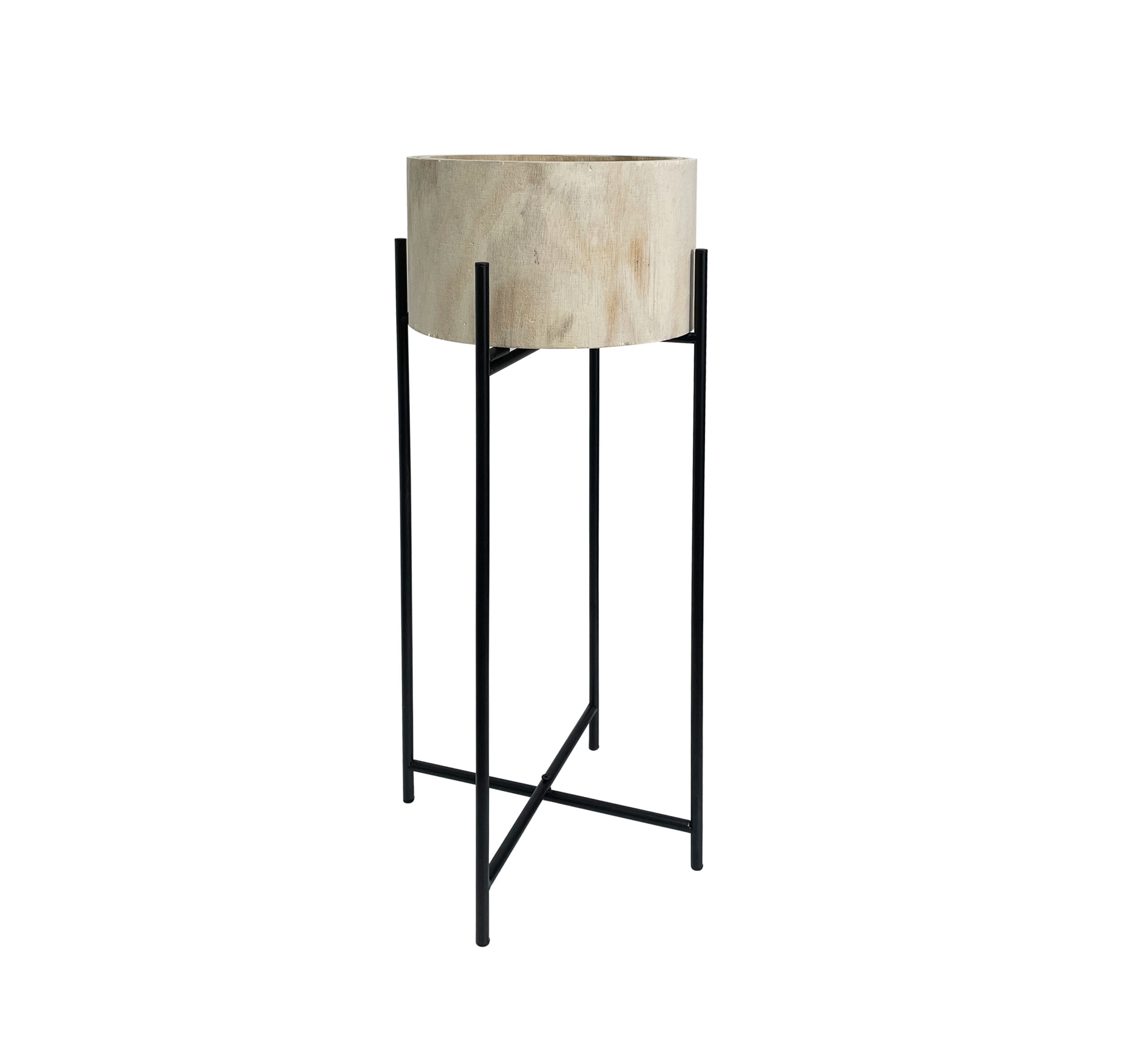 Natural Wood Potplanter on Cross Legged Stand 66cm 4