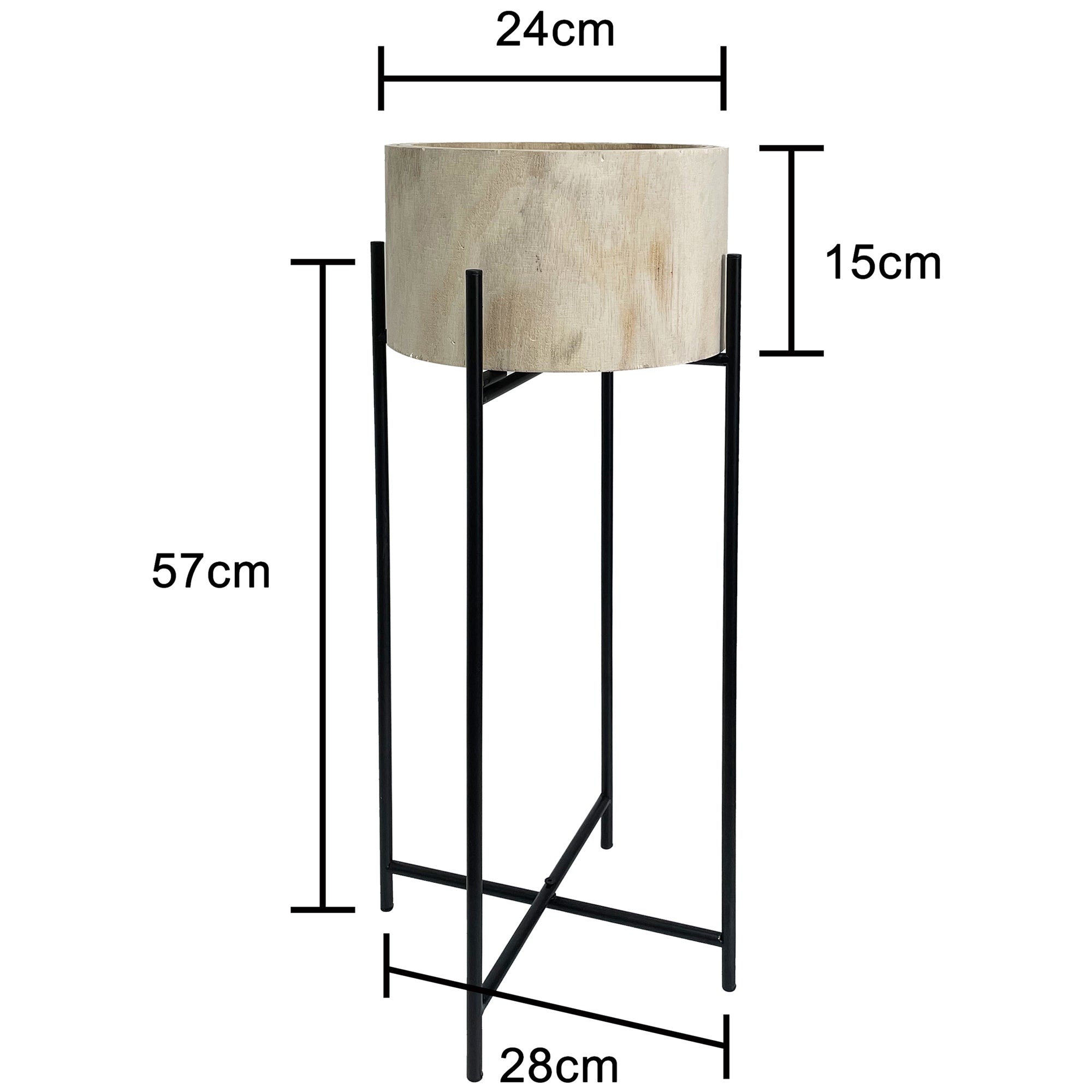 Natural Wood Potplanter on Cross Legged Stand 66cm 5