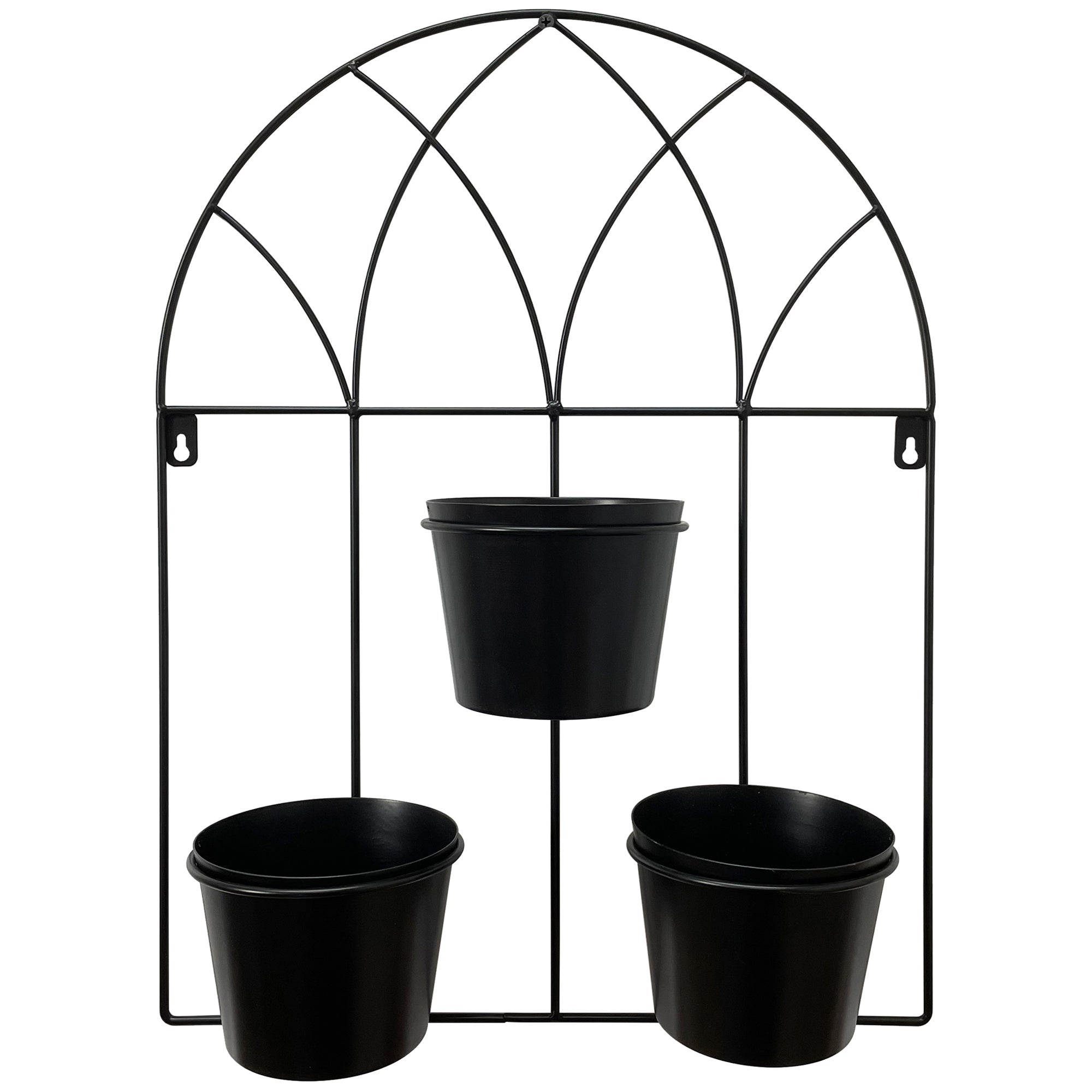 Black Arched 3 Pot Wall Planter 40x52cm