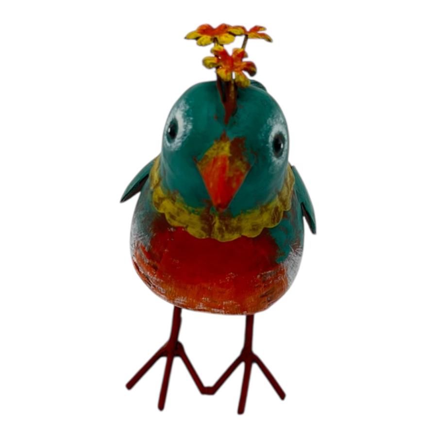 Colourful Green Bird Decoration 21cm