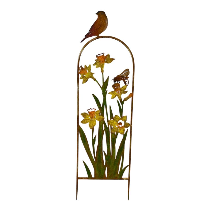 Arched Garden Stake w Yellow Flowers 91cm