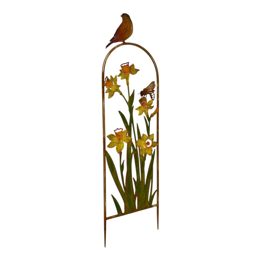 Arched Garden Stake w Yellow Flowers 91cm