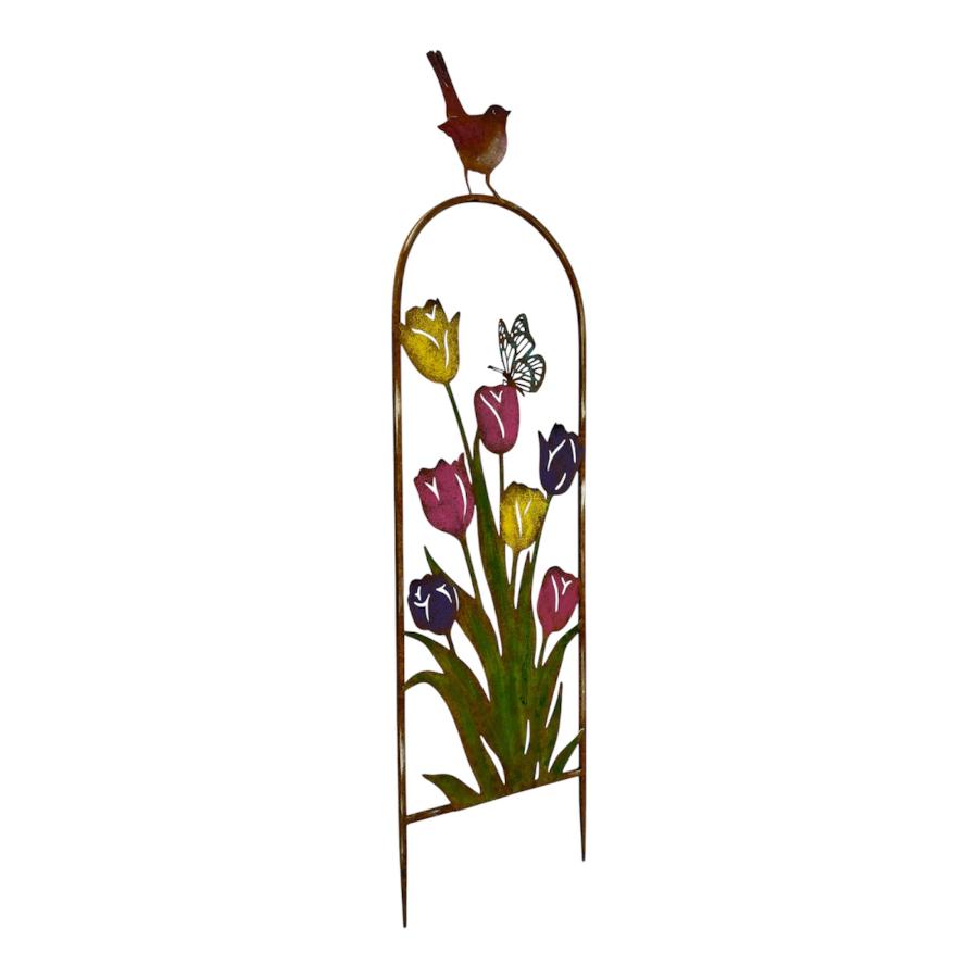 Arched Garden Stake w Coloured Flowers 94cm 3