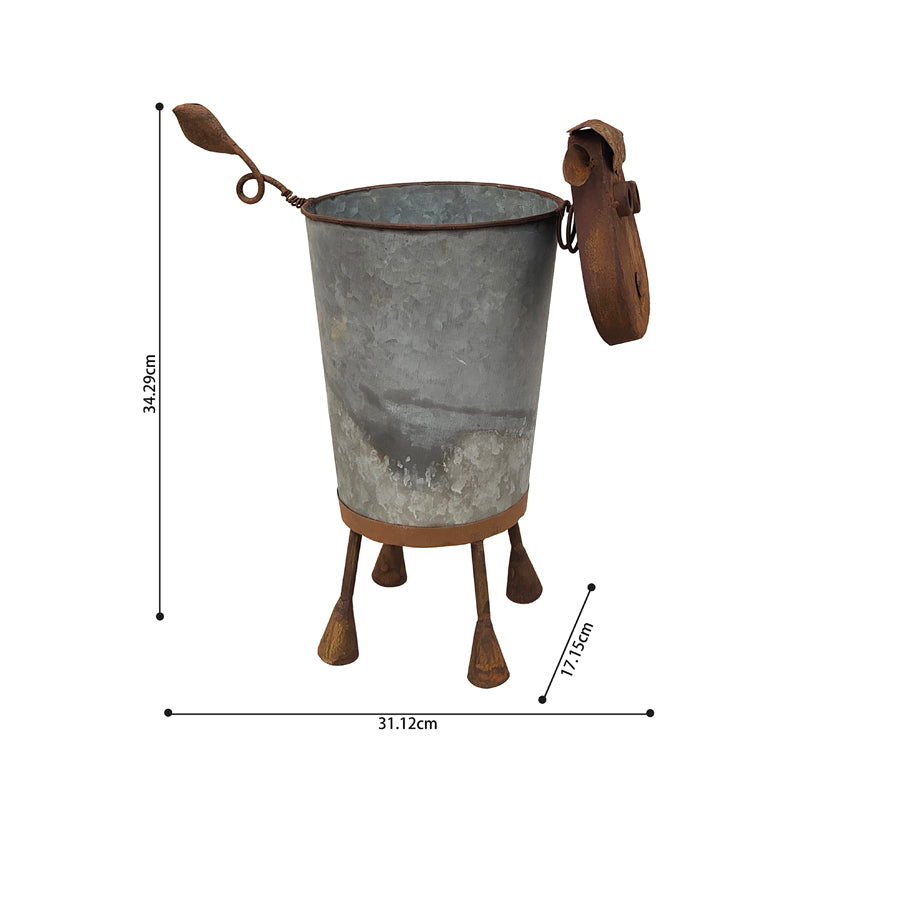 Rusty Sheep Planter W Galv Pot 31x34cm 5