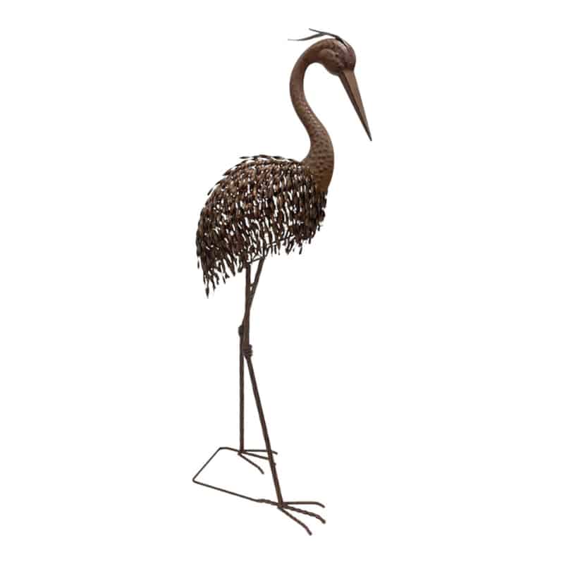 Rust Crane Bird 'Looking Down' Statue 102cm 3