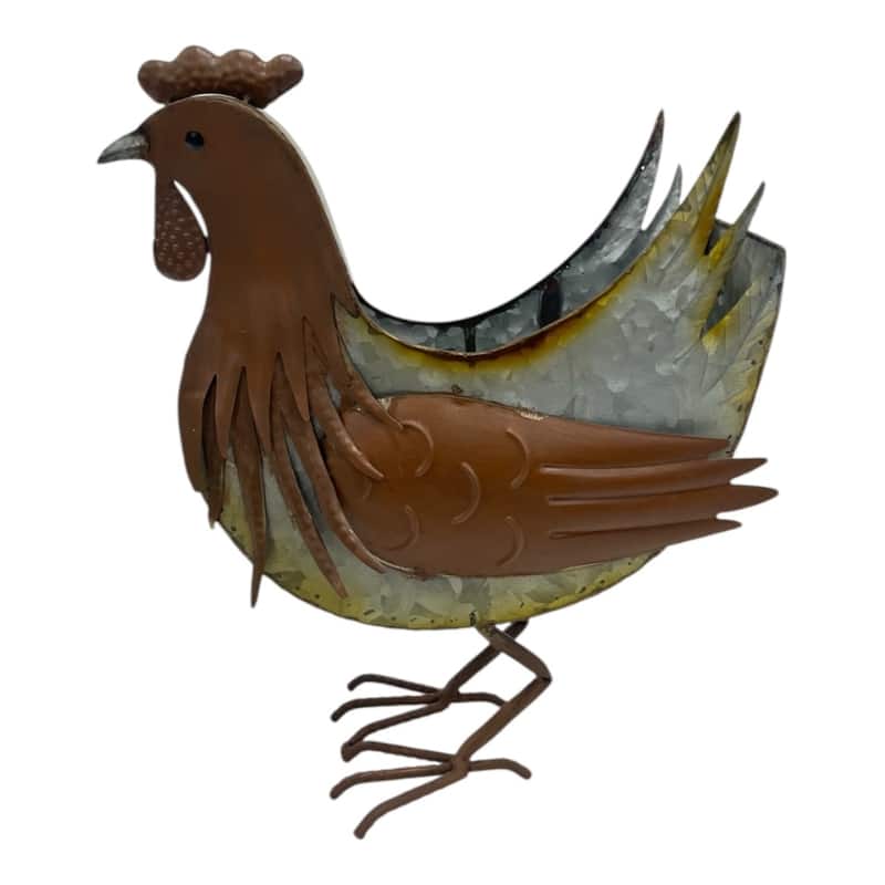 Distress Finish Chicken Planter / Storage Holder 33cm 3