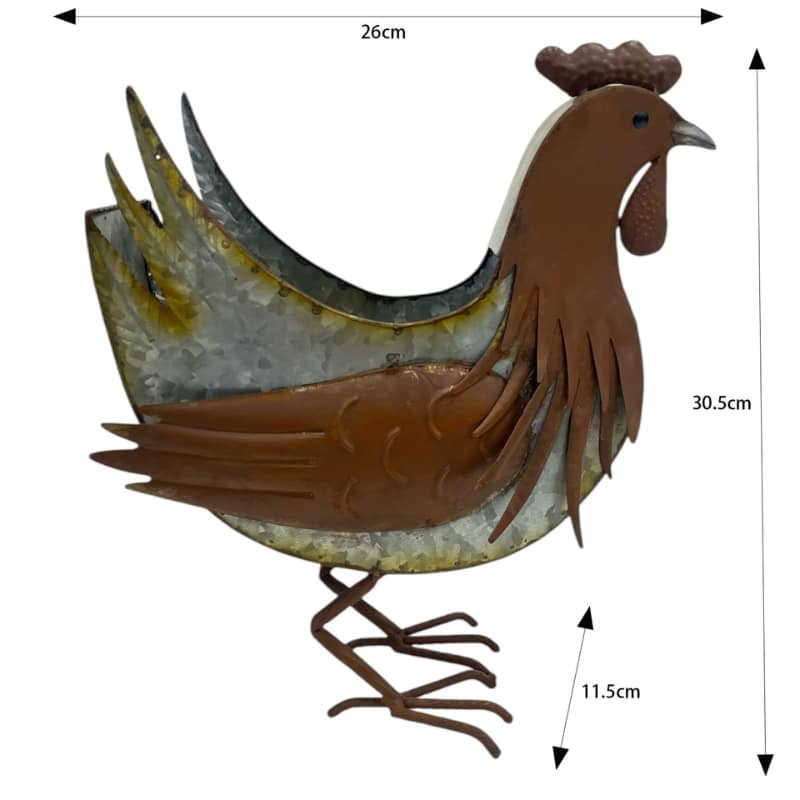 Distress Finish Chicken Planter / Storage Holder 33cm 5