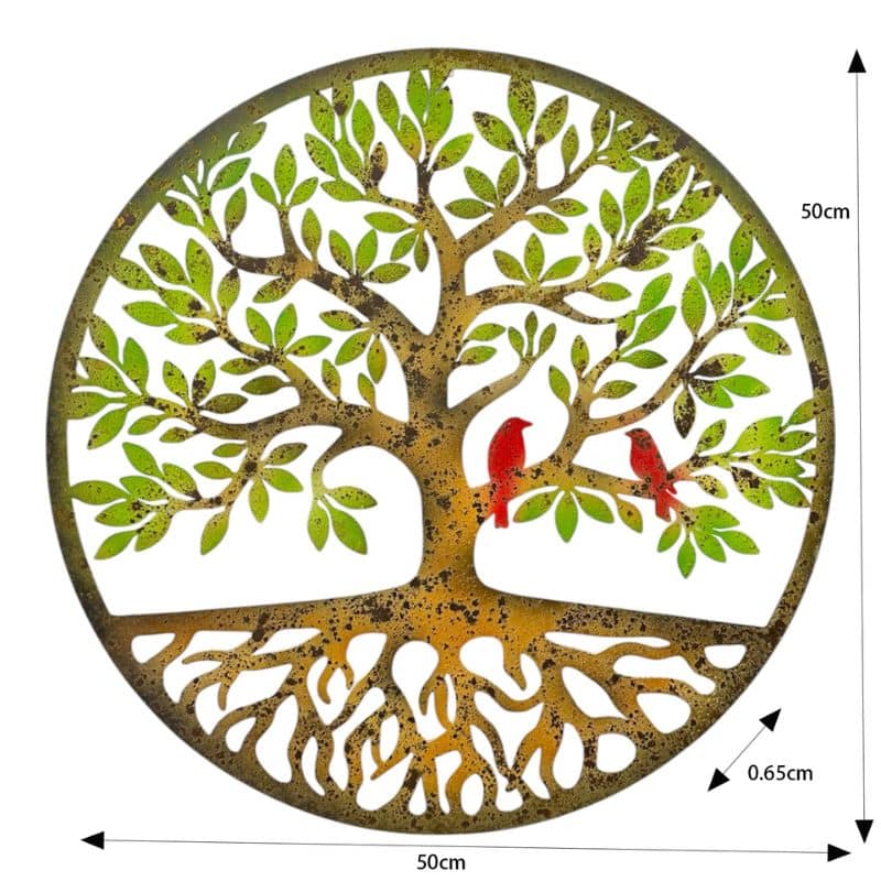 Round Laser Cut Tree Of Life w Roots + Birds 52cm 5