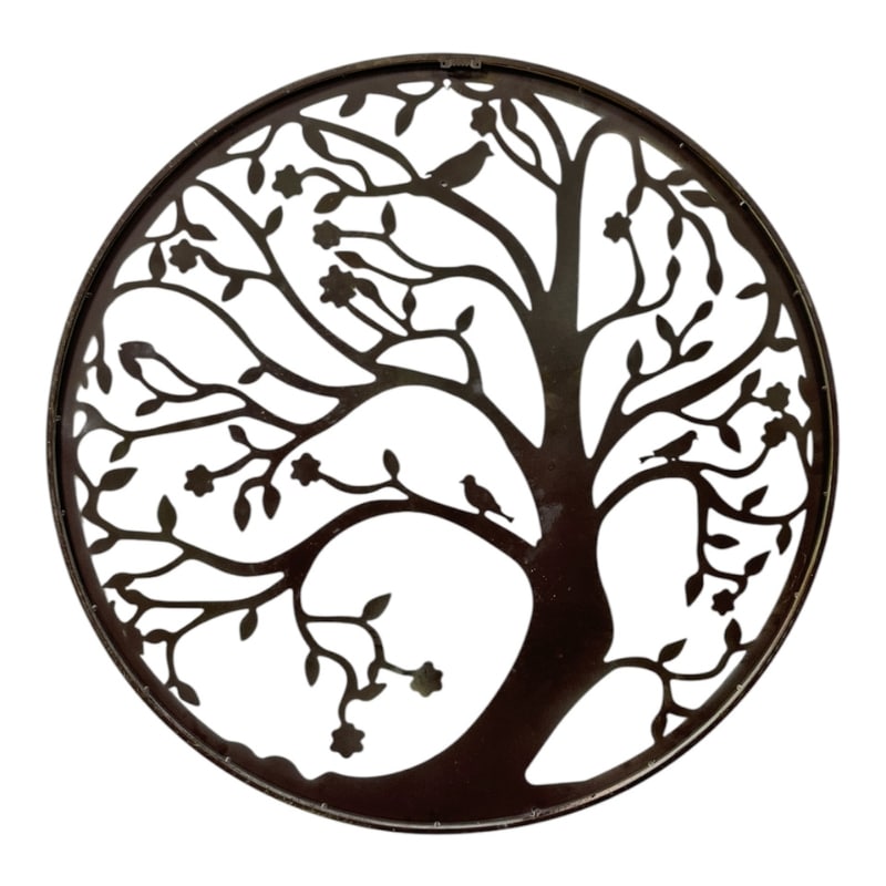 Round Laser Cut Tree Of Life w Red Birds 80cm 3