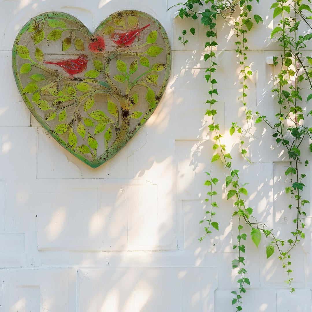Laser Cut Heart Tree Of Life w Red Birds 45cm