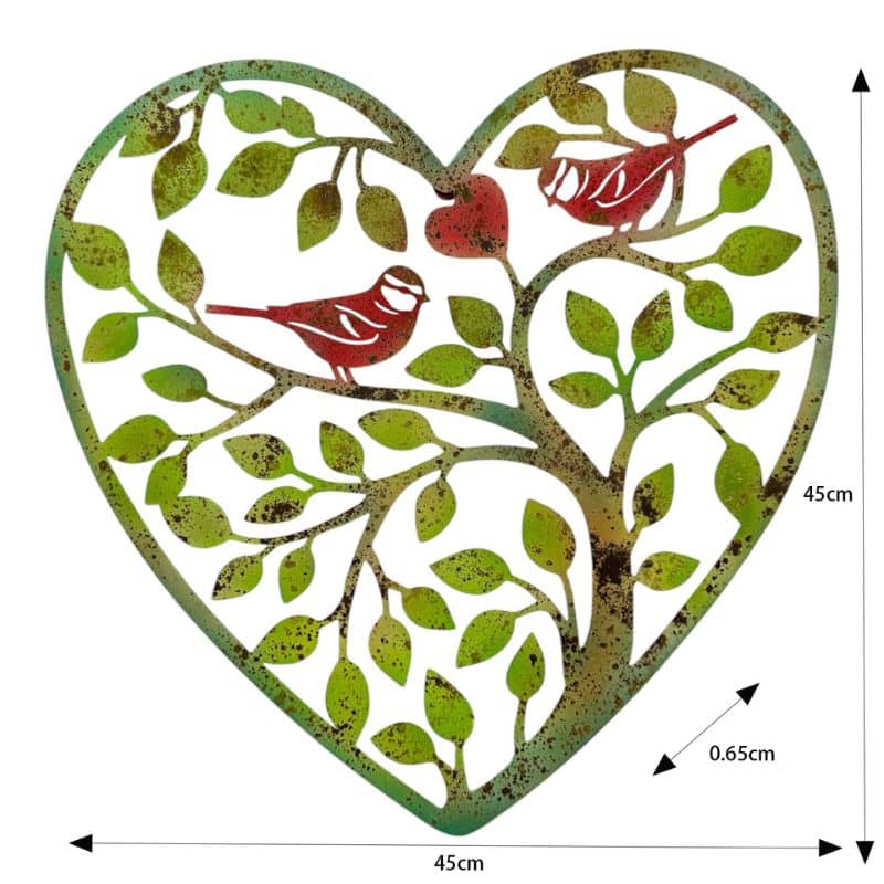 Laser Cut Heart Tree Of Life w Red Birds 45cm 5