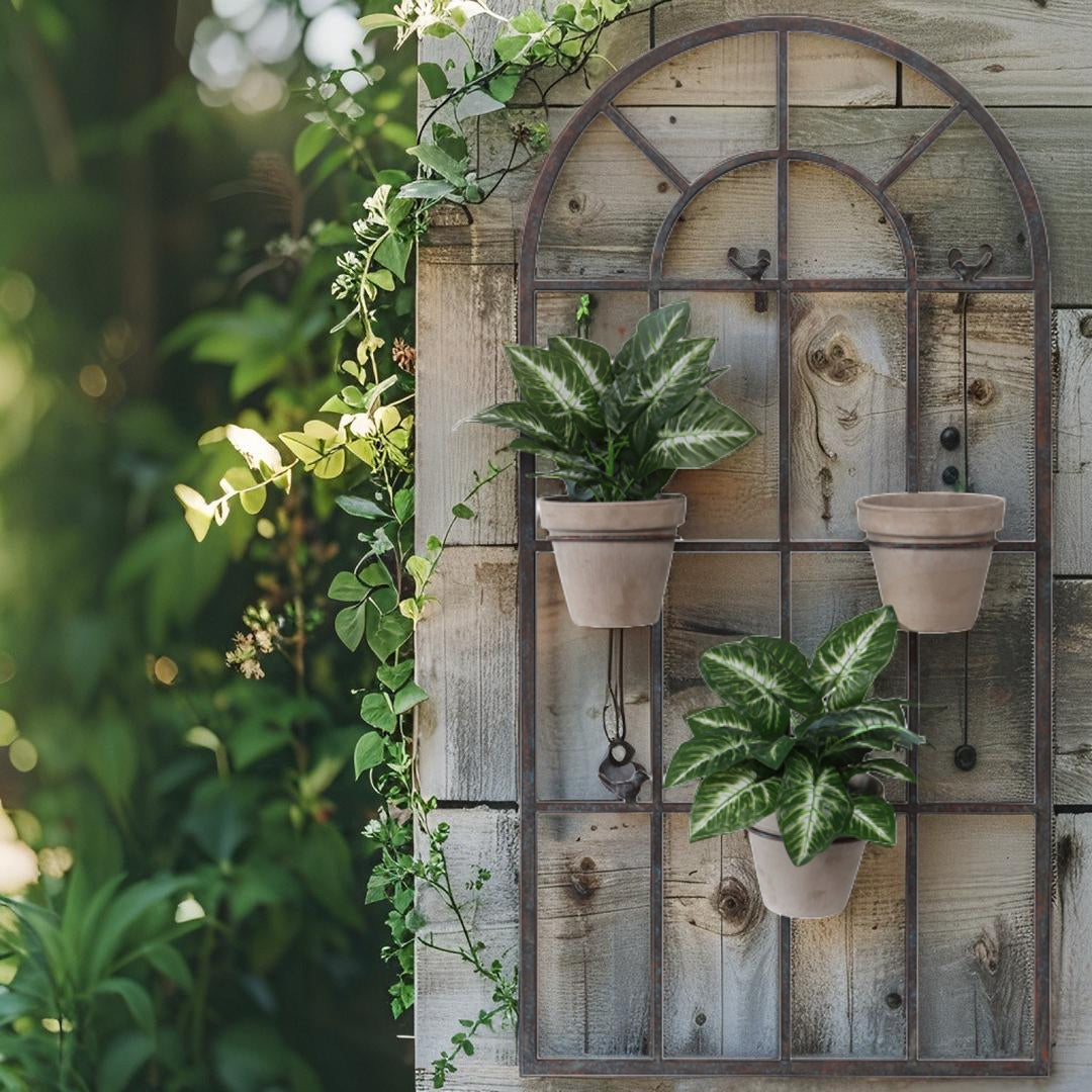 French Window Wall Art w Removeable Pot Holders 130cm