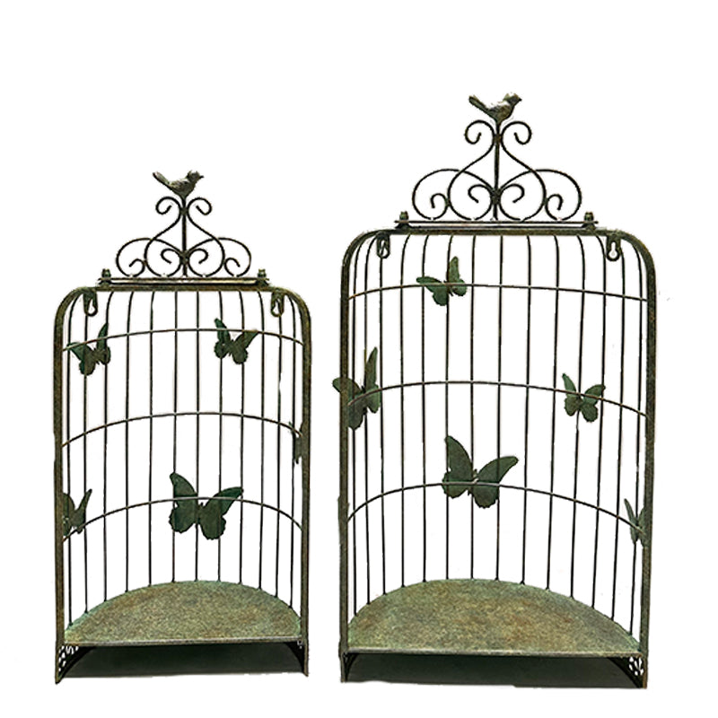 Set 2 Nested 'Butterfly Cages' Wall Planters 71cm, 62cm 3