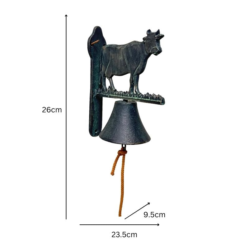 Cast Iron Cow Doorpost w Bell 26cm 3