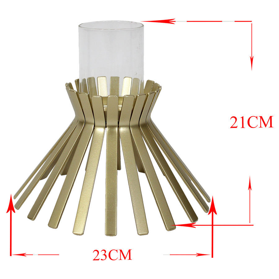 Aura Slatted Pillar Candleholder 23x21cm 4