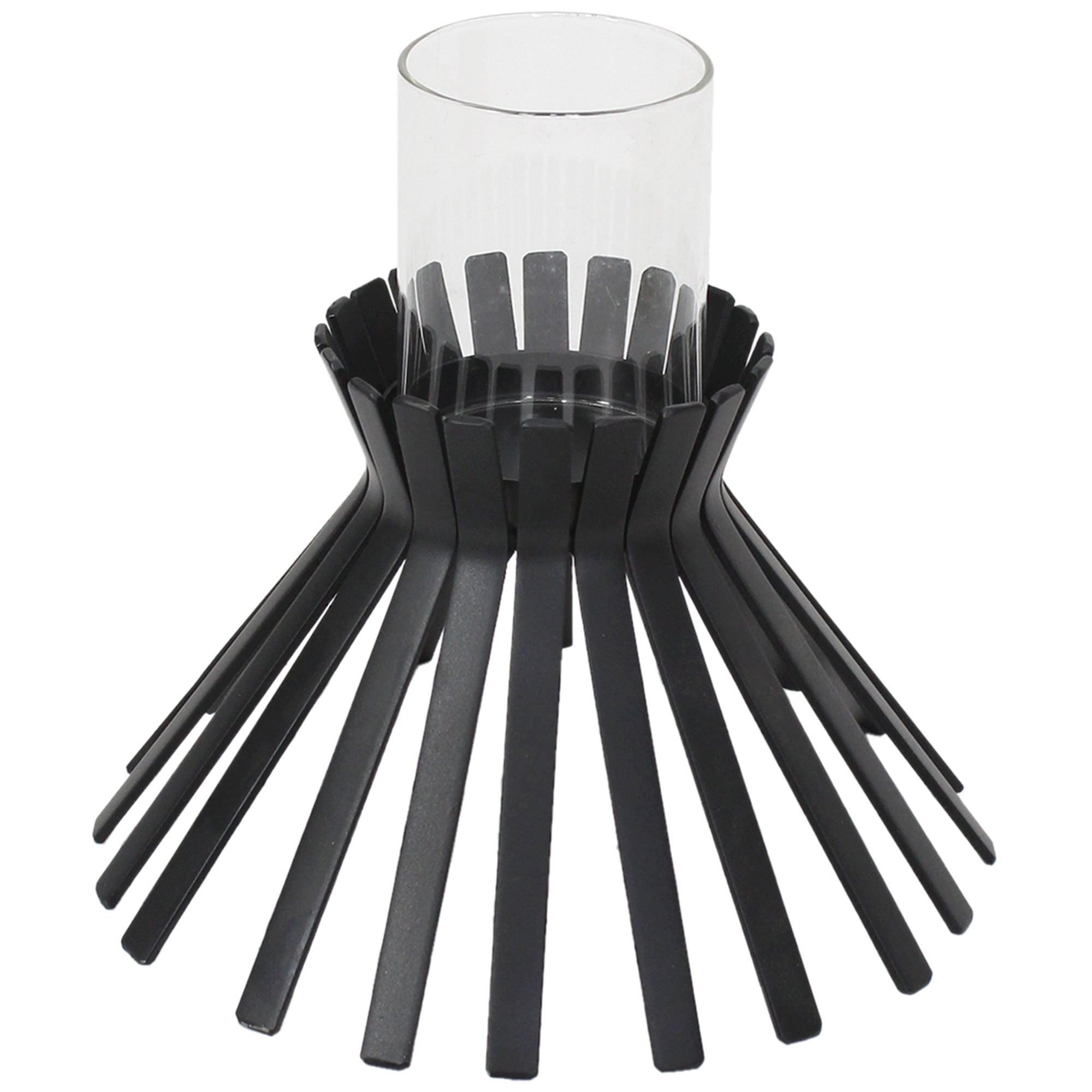 Eclipse Slatted Pillar Candleholder 23x21cm