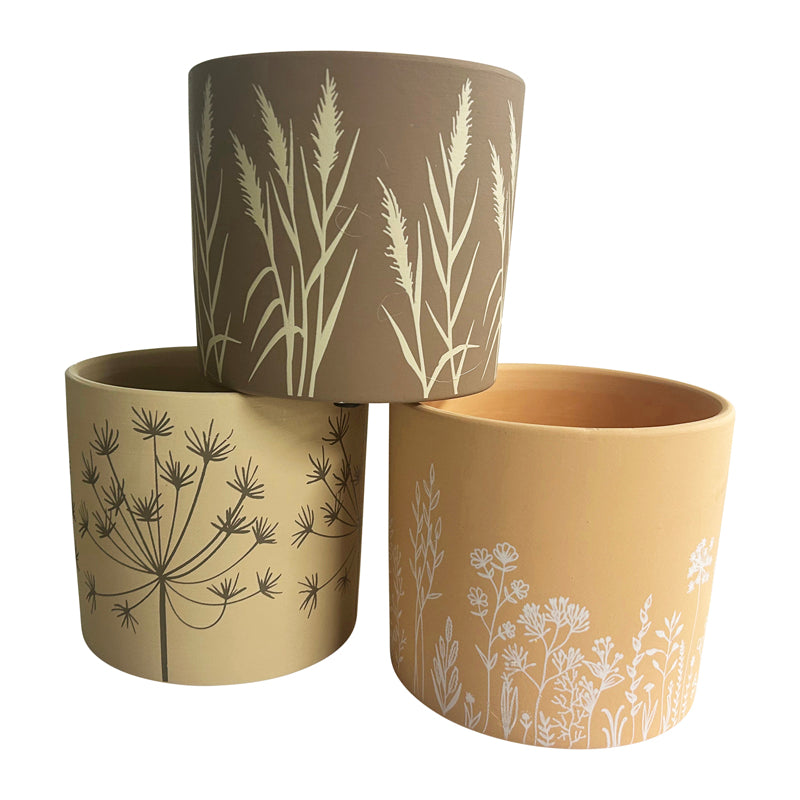 Set 3 Asst Flowergrass Design Planters w Hole + Plug 17cm 3