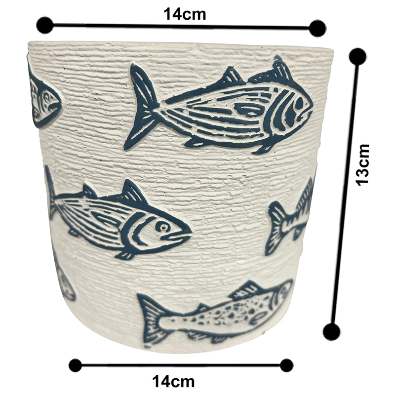 Set 3 Assorted Fish / Stripe Planters w Hole + Plug 14cm 5