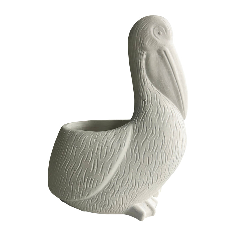 Contemporary White Pelican Planter w Hole + Plug 24cm 3