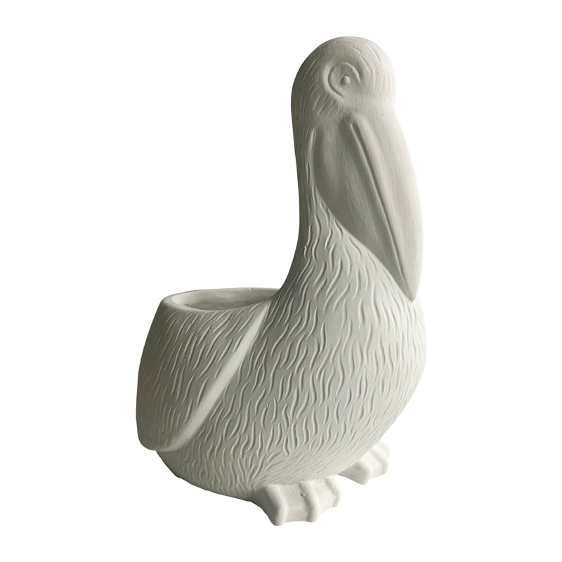 Contemporary White Pelican Planter w Hole + Plug 24cm 4