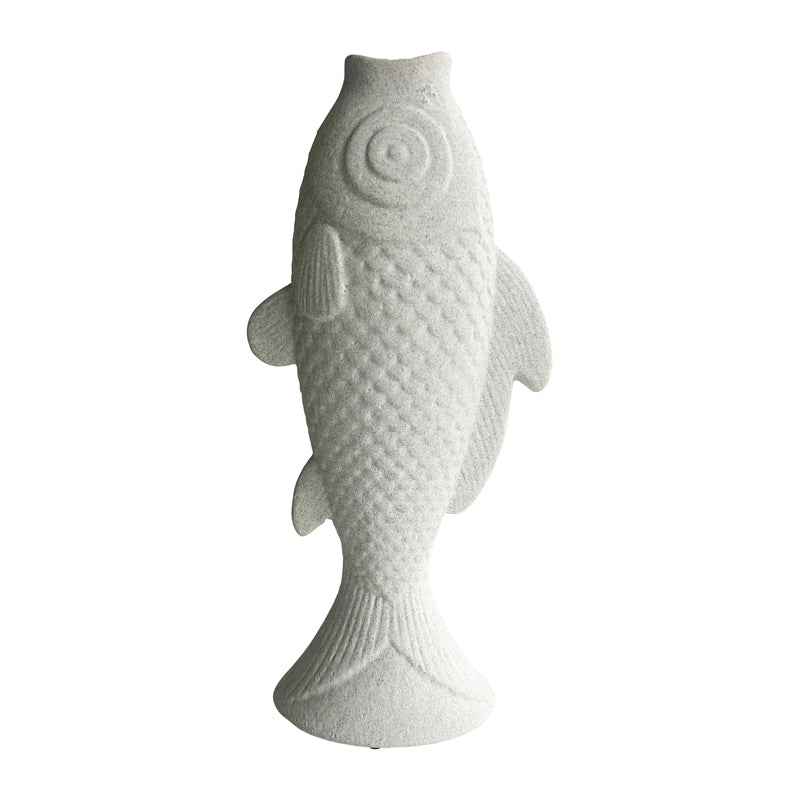 Contemporary White Fish Vase / Ornament 30cm
