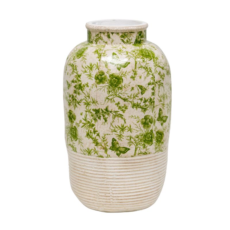 Glazed Green Stoneware Look Vase 37cm